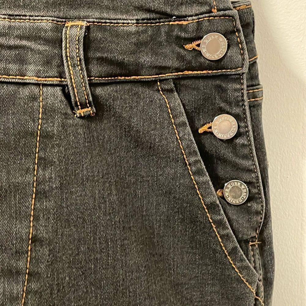 NWT WEWOREWHAT women’s size 2 straight tapered adjustable long overall jeans - Picture 7 of 15